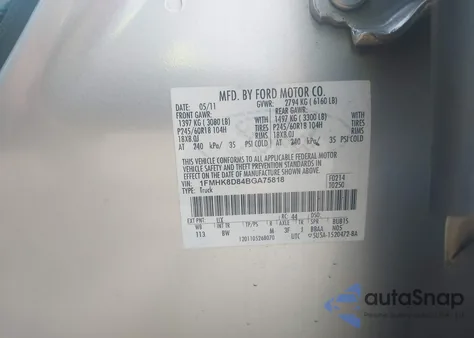 2011 Ford Explorer Xlt из США, поврежденный, VIN 1FMHK8D84BGA75818